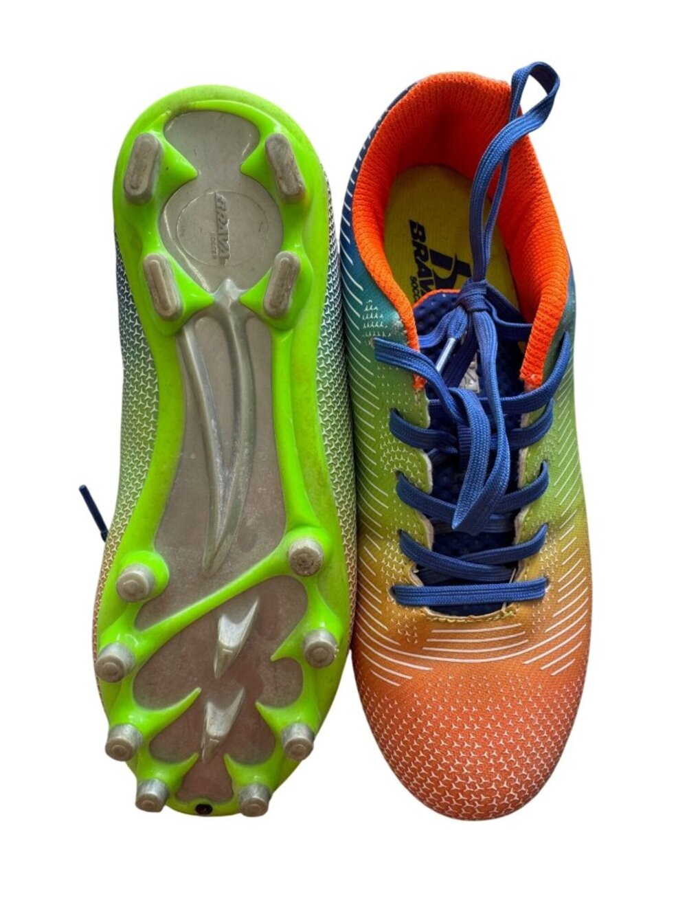Brava Soccer Youth Cleats Rainbow Gradient 4.5D Synthetic Pre-Owned - Picture 2 of 5